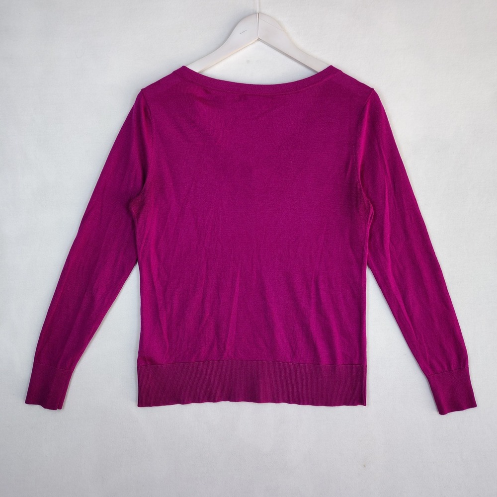 Banana Republic Silk Cashmere V-Neck Sweater Magenta Purple Womens Small P S1-3 - Picture 2 of 6